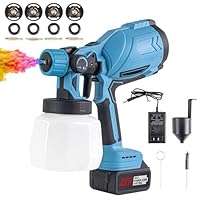 Cordless Paint Sprayer, 21V Battery Paint Sprayer, Power Paint & HVLP Sprayer Gun,Battery Powered Paint Sprayer,1000ML Container, 5 Nozzles& 3 Spray Patterns for Painting Ceiling,Fence, Cabinets,Wall