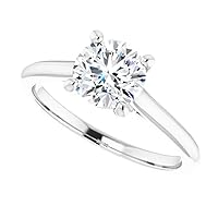 925 Silver,10K/14K/18K Solid White Gold Handmade Engagement Ring 1.0 CT Round Cut Moissanite Diamond Solitaire Wedding/Gorgeous Gift for Women/Her Bridal Ring