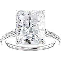Moissanite Star Moissanite Ring Radiant 5.10 CT, Moissanite Engagement Ring/Moissanite Wedding Ring/Moissanite Bridal Ring Set, Sterling Silver Ring, Fancy Jewelry, Perfact for Gifts