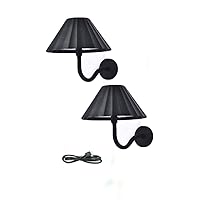 Rustic Battery Operated Wall Sconces - Rustic Wall Lamp - Touch Operated Black Metal Light - Rechargable Battery Powered Wall Sconce With Dimmable Light - USB Recharge - (2 Pack) - With USB Cable