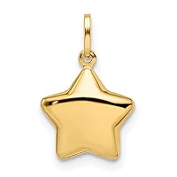 14k Gold Polished Puffed Star Pendant Necklace Measures 15x11mm Wide 2mm Thick Jewelry for Women