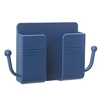 MADALIANO Wall-Mounted Mobile Phone Rack Remote Control Storage Box Charger Hook Line Charging Base Bracket (Color : Blue, Size : 1)
