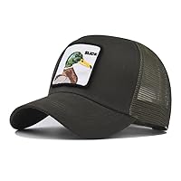 Mesh Back Snapback Trucker Hat for Men & Women Embroidered Hunting Golf Baseball Caps Rooster Duck