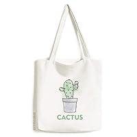 Cactus Succulents Potted Watercolor Tote Canvas Bag Shopping Satchel Casual Handbag