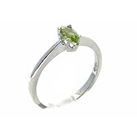 925 Sterling Silver Real Genuine Peridot Womens Solitaire Engagement Ring
