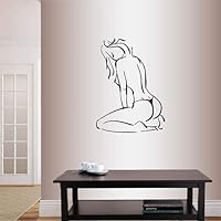 Wall Vinyl Decal Home Decor Art Sticker Hot Sexy Nude Girl Woman Sitting Back Bathroom Beauty Spa Salon Any Room Removable Stylish Mural Unique Design 245