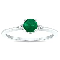 Women's Emerald and Diamond Classic Band in 10K White Gold