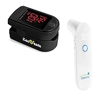 Zacurate Pro Series 500DL Fingertip Pulse Oximeter and Touchless Forehead Thermometer Digital Bundle