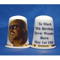 Porcelain China Thimble - Stevie Wonder 70th Birthday