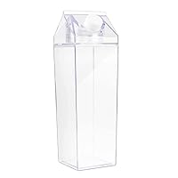 Plastic Milk Carton, Clear Square Milk Bottle, 1000Ml Plastic Clear Water Bottle Leak-Proof Milk Carton Water Bottle for Outdoor Sports Travel Camping