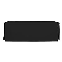 Machine Washable Polyester Solid Fitted Stain Resistant Table Cover Rectangular 96-inch Tablecloths for Events Wedding Special Occasions Table Cloth 8-Foot, Black