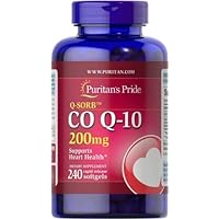 Puri-tans Pride CoQ10 200mg - 240 Softgels, Promoting Energy Production, Healthy Supplement, Energy Supplement, Gluten Free