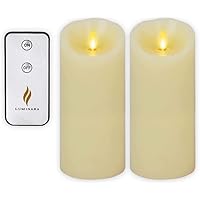 Luminara Set of 2 - Flameless Flickering Pillar Candle - Scalloped Edge Smooth Finish Real Wax Pillar, Vanilla Honey Scented Battery Operated (2 C) 600 Hr Runtime, Timer, Remote Ready - Ivory (3