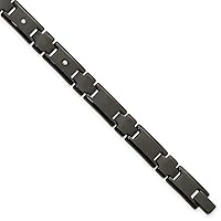 Chisel Tungsten Polished Black Ip Plated 1/10 Carat Diamond Bracelet Measures 10mm Wide 9 Inch Jewelry for Women