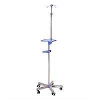 Infusion Stand with 5 Wheels and 4 Hooks, Height Adjustable Stainless Steel Deluxe Drip Stand,Portable Clinic Home Use Mobile Drip Vehicles