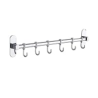 Kitchen Tool Hook Rack, Bath Shower Rack, Towel Hanger, Kitchen Rack, Kitchen Tools, Wall Mounted, Stainless Steel, Strong Adhesive Fixing, Waterproof, No Drilling Required, Space Saving, Cookware Storage, Hanging, Kitchen with 8 Hooks, 15.7 inches (40 cm)