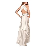 Women's O Neck Sleeveless Wrap Bohemian Long Club Bandage Maxi Dress Party Bridesmaid Evening Dress