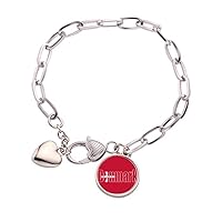 Denmark Country Flag Name Heart Chain Bracelet Jewelry Charm Fashion