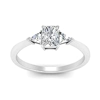 Choose Your Gemstone Trillion Cathedral Ring Sterling Silver Radiant Shape 3 Stone Engagement Rings Affordable for Your Girlfriend, Wife, Partner Wedding US Size 4 to 12