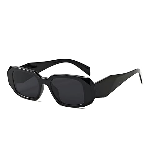 DUPER retro rectangle sunglasses men women. 90's trendy irregular hexagon rectangular chunky wide frame, UV