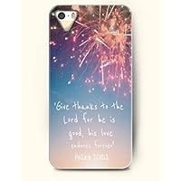 iPhone 4 4S Case OOFIT Phone Hard CaseNEW Case with Design Give Thanks To The Lord For He Is Good, His Love Endures Forever Pslam 18:1- Bible Verses Fireworks - Case for Apple iPhone 4/4s