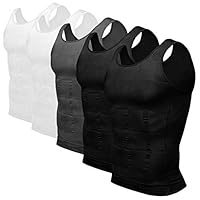 Odoland Mens 5 Pack Body Shaper Slimming Tummy Vest Thermal Compression Shirt Tank Top Shapewear