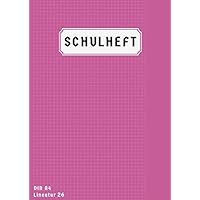 Schulheft A4 lineatur 26: Mit Rand | Matheheft A4 Kariert | 50 Blatt | Rechenheft Din A4 Lineatur 26 | Rosa (German Edition)
