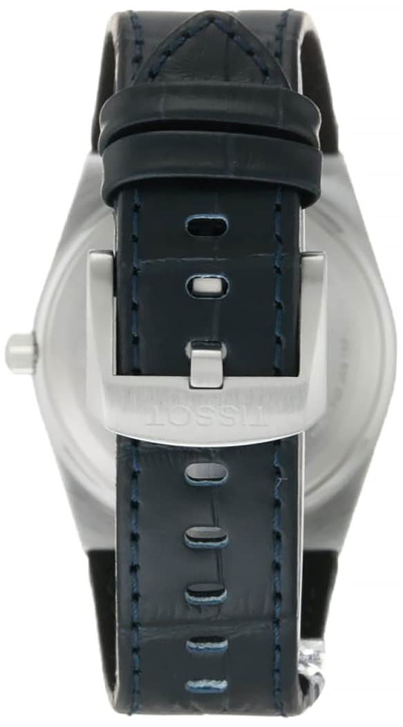 Tissot Mens PRX 316L Stainless Steel case Quartz Watch, Blue, Leather, 12 (T1374101604100)