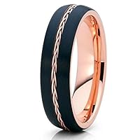 Rose Gold Tungsten Wedding Ring,Tungsten Carbide Ring,18k Rose Gold,6mm Tungsten Wedding Ring,Anniversary Ring,Braid Ring,Comfort Fit