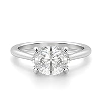 10K Solid White Gold Handmade Engagement Ring 1.50 CT Oval Cut Moissanite Diamond Solitaire Wedding/Bridal Ring for Her/Woman Promise Ring