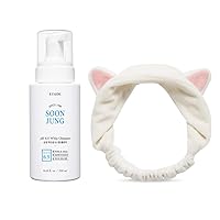 SoonJung pH 6.5 Whip Cleanser 250ml+Etti Hair Band Set | Non Comedogenic & Hypoallergenic Soft Bubble Hydrating Facial Cleanser for Sensitive Skin and Lovely Tool To Keep Away Your Hair