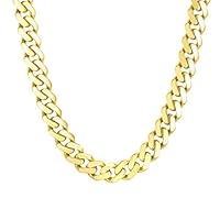The Diamond Deal 14k Solid Yellow Gold 13.5mm Lite Miami Cuban Chain Necklace for Pendants and Charms with Box Clasp Closure (8.5