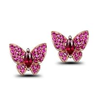 ANGEL SALES 2.50 Ctw Marquise Cut Ruby Butterfly Shape Stud Earrings For Girls & Women's 14K Rose Gold Finish 925 Sterling Silver