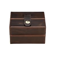 Classic Watch Storage Case – Elegant Dual Watch Organizer in Genuine Leather, Vintage Button Closure for Timepiece Enthusiasts