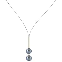 LES POULETTES BIJOUX - Necklace Steel Cable 2 Cultured Freshwater Pearl 9mm - Classics
