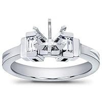 0.40 Ct Ladies Bagutte Cut Diamond Semi Mount Engagement Ring in Platinum