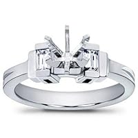 0.40 Ct Ladies Bagutte Cut Diamond Semi Mount Engagement Ring in 14 kt White Gold