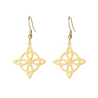Stainless Steel Witches Knot Earrings for Women Geometric Hollow Dangle Earrings Vintage Wiccan Amulet Jewelry
