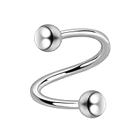 G23 Grade Titanium 16 Gauge Spiral Barbell with with 4MM Ball Body Jewelry