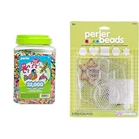 Perler 17000 Assorted Bulk Fuse Beads Set with Storage Jar + Perler Beads Assorted Small and Large Pegboards