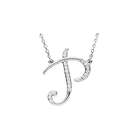 14ct White Gold Letter Name Personalized Monogram Initial P Natural Diamond Round 1mm I1 G h 0.08 Weight Carat Polished .08 Initial N Jewelry Gifts for Women - 41 Centimeters