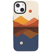 Casely iPhone 14 Case | Opposites Attract | Day & Night Colorblock Mountains | Compatible with MagSafe