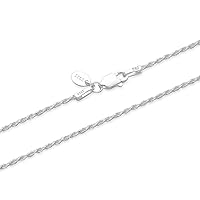 Adabele Authentic Solid 925 Sterling Silver 1.1mm 1.4mm 2mm Diamond-Cut Rope Chain Necklace Tarnish Resistant Hypoallergenic Nickel Free Women Men Jewelry Made In Italy
