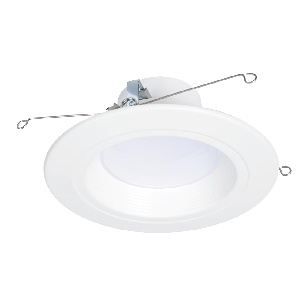 HALO RL Series 5/6 inch Recessed LED Light – Retrofit Ceiling & Shower Downlight, Selectable CCT and Selectable Lumens, Dim to Warm, Matte White Retrofit Baffle Trim, 900/1200 Lumens