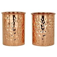 Taluka Pure Copper Hammered Glass Tumbler For Drinking Water Ayurveda Health Benefits Set Of 2