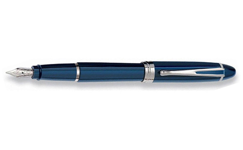 Aurora Ipsilon Deluxe Blue w/ Chrome Trim Fine Point Fountain Pen - AU-B12CB-F