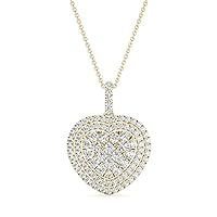 The Diamond Deal 18kt White Gold Womens Necklace Heart-shaped Cluster VS Diamond Pendant 0.94 Cttw (16 in, 2 in ext.)
