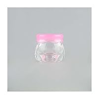 1PCS 10g Empty Cosmetic Jar Refillable Bottles Plastic Eyeshadow Makeup Face Cream Jar 38×35mm,Transparent + Pink