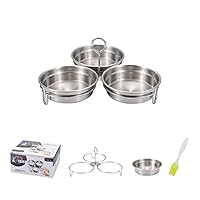 Stainless Steel Egg Poacher, 3-Cup Poached Egg Maker Cups, Nonstick Egg Steamer with Rack for Microwave Oven Stovetop Steamer
