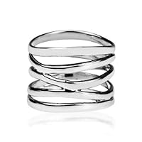 Punk Wide Five Band Coil Wrap 925 Silver Ring Wedding Engagement Jewelry Gifts (10)